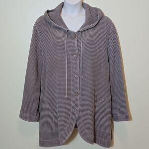 Focus Casual Life Women's Cotton Waffle Knit Hooded Jacket Plus Size 2X Tan